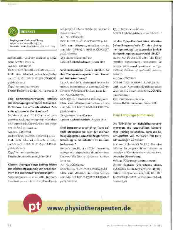 Vorschauseite 2: Cochrane-Update 2 2015