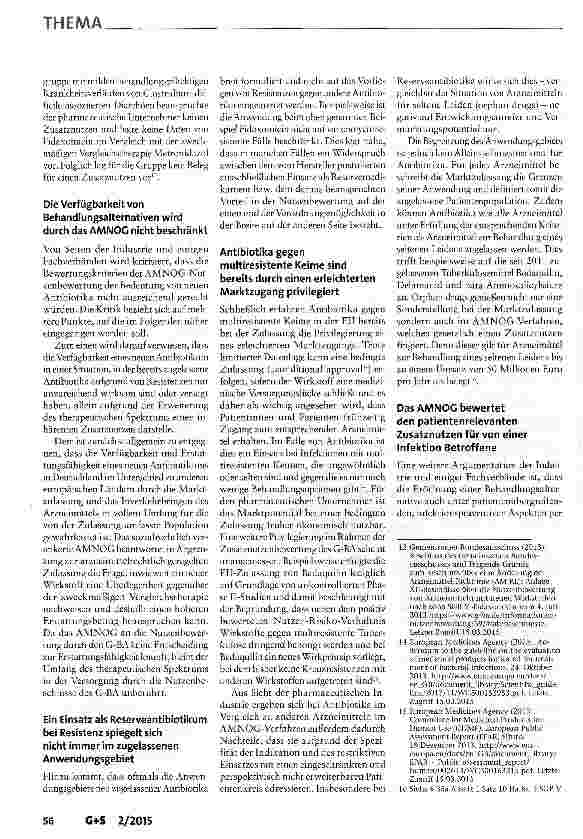 Vorschauseite 4: Sonderweg für Antibiotika im AMNOG-Verfahren?