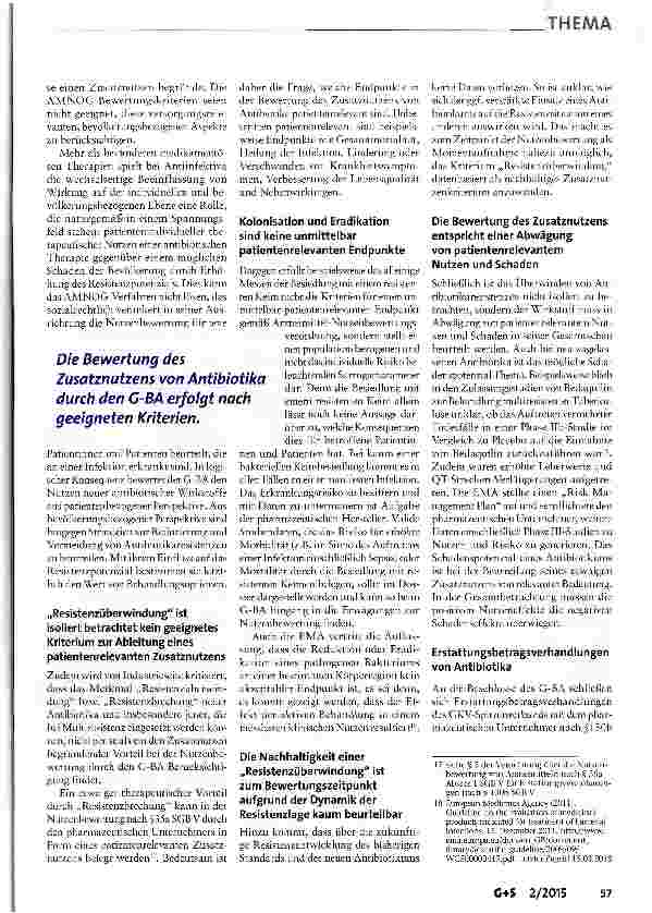 Vorschauseite 5: Sonderweg für Antibiotika im AMNOG-Verfahren?