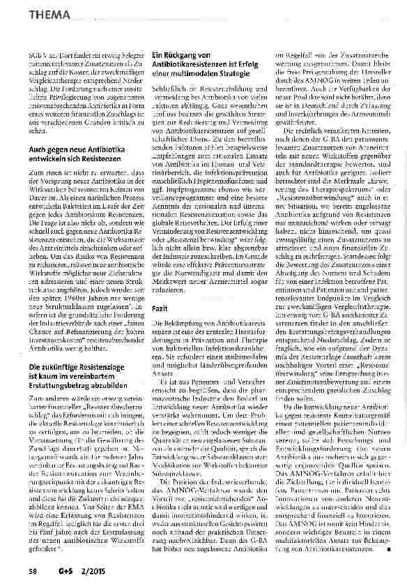 Vorschauseite 6: Sonderweg für Antibiotika im AMNOG-Verfahren?