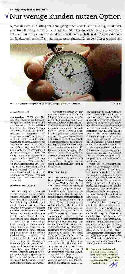 Vorschauseite 1: Zeitvergütung in Niedersachsen Nur wenige Kunden nutzen Option