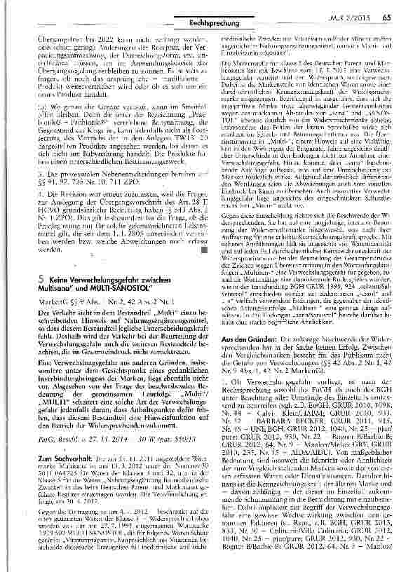 Vorschauseite 3: Unzulässigkeit der gesundheitsbezogenen Angaben „Praebiotik und „Probiotik für Babynahrung auch im Rahmen eines Weiterbenutzungsrechts EGV 1924/2006 Art. 28 Abs. 2