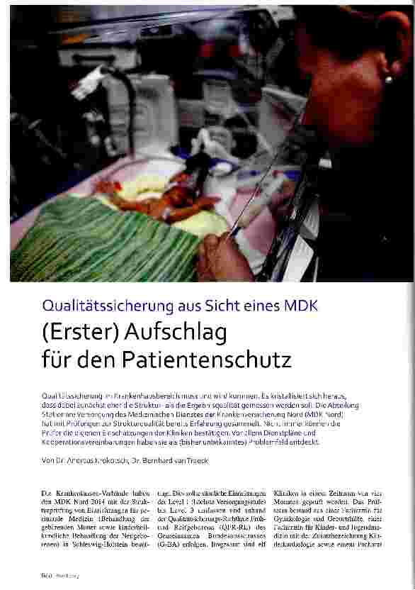 Vorschauseite 1: Qualitätssicherung aus Sicht eines MDK (Erster) Aufschlag für den Patientenschutz