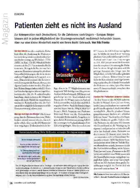 Vorschauseite 1: Patienten zieht es nicht ins Ausland