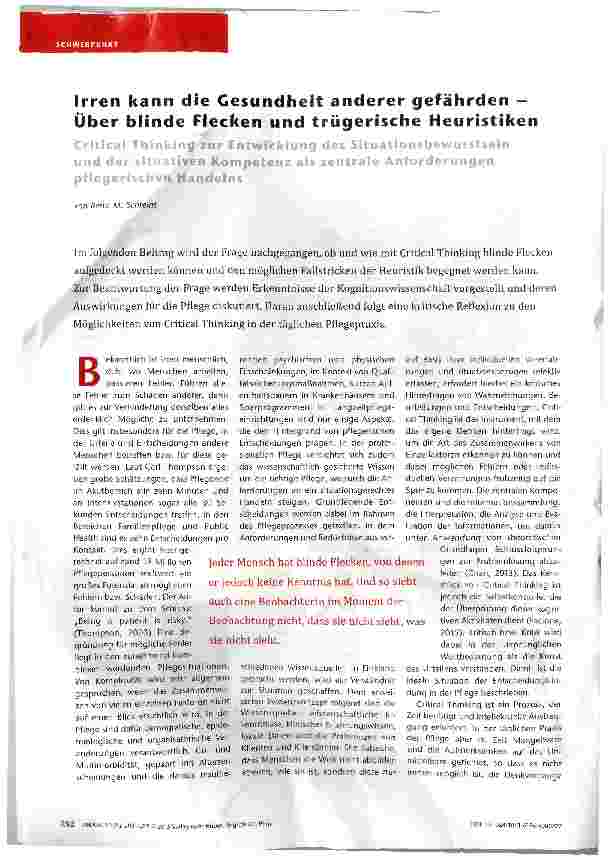 Vorschauseite 1: Irren kann die Gesundheit anderer gefährden -Über blinde Flecken und trügerische Heuristiken