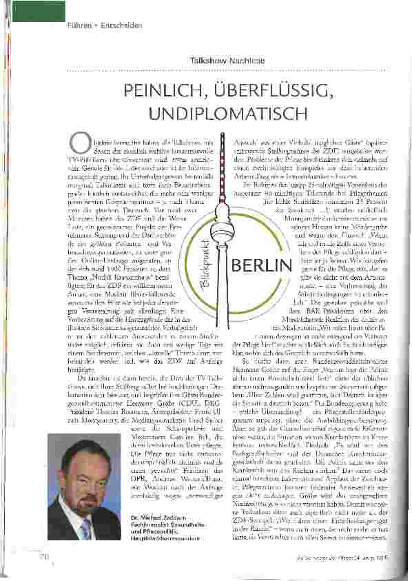Vorschauseite 1: PEINLICH, ÜBERFLÜSSIG, UNDIPLOMATISCH