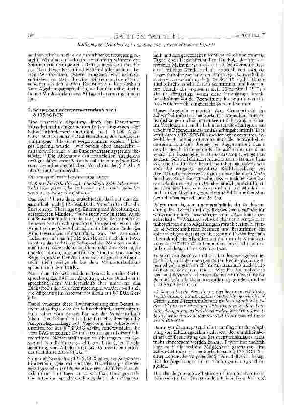 Vorschauseite 2: Urlaubsabseltune auch für schwerbehinderte Beamte