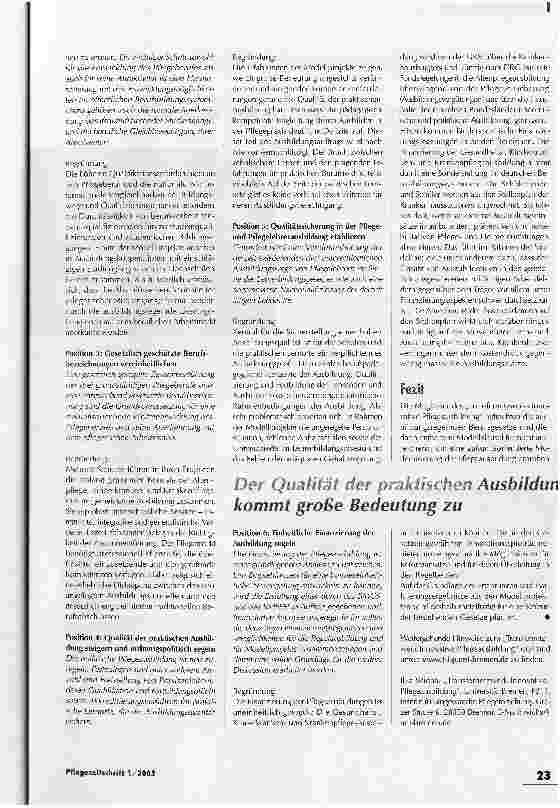 Vorschauseite 2: Politischer Dialog mit Reformschulen für Pflegeberufe: Vom Modell zum Regelangebot
