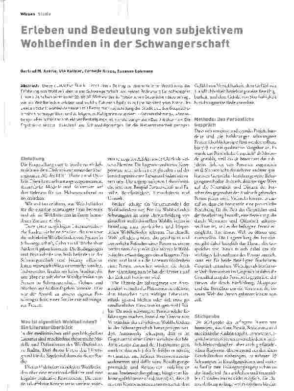 Vorschauseite 1: Erleben und Bedeutung von subjektivem Wohlbefinden in der Schwangerschaft