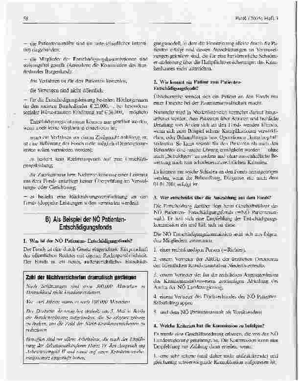 Vorschauseite 2: Die Patienten-Entschädigungsfonds in Osterreich
