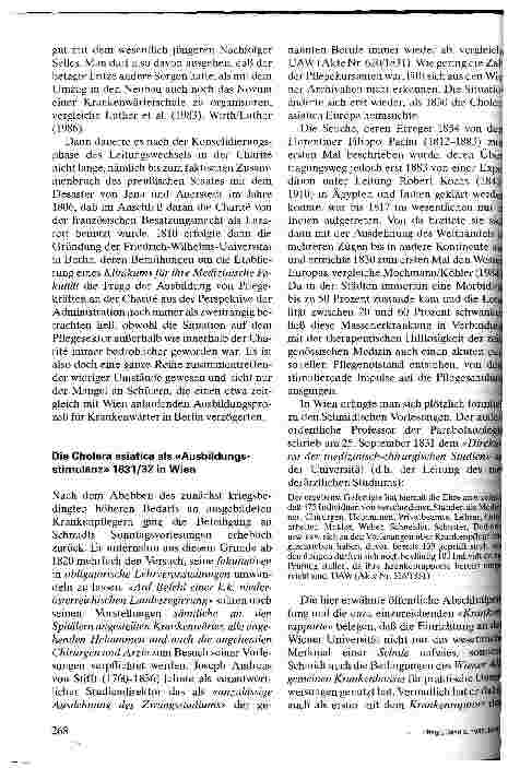 Vorschauseite 4: Zur Geschichte der ärztlichen Krankenpflegeschulen an der Wiener Universität (1812 - 1846) und am Königlichen Charité-Krankenhaus in Berlin seit 1832