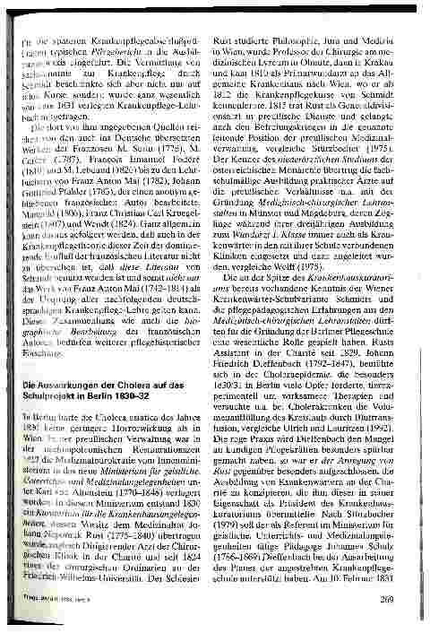 Vorschauseite 5: Zur Geschichte der ärztlichen Krankenpflegeschulen an der Wiener Universität (1812 - 1846) und am Königlichen Charité-Krankenhaus in Berlin seit 1832