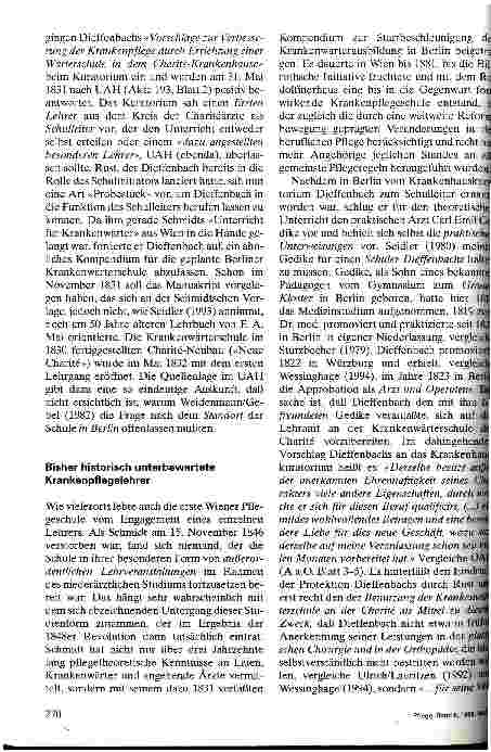 Vorschauseite 6: Zur Geschichte der ärztlichen Krankenpflegeschulen an der Wiener Universität (1812 - 1846) und am Königlichen Charité-Krankenhaus in Berlin seit 1832