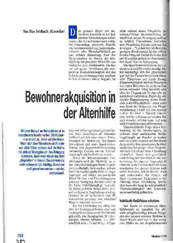 Vorschauseite 1: Bewohnerakquisition in der Altenhilfe