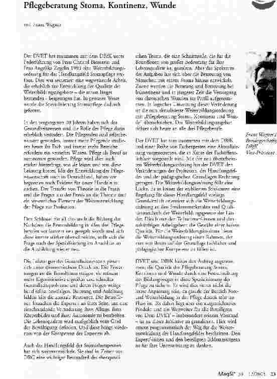 Vorschauseite 1: Pflegeberatung Stoma, Kontinenz, Wunde