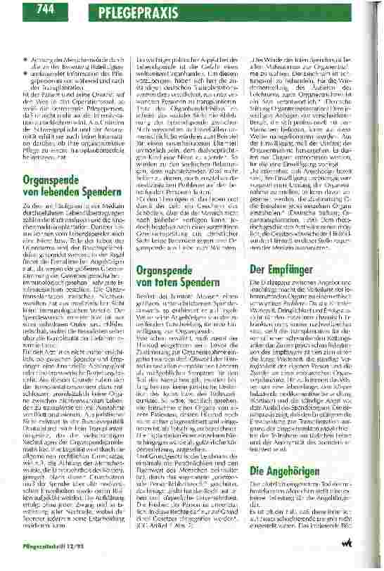 Vorschauseite 3: Trotz zwiespältiger Gefühle funktionieren wir Ethische Probleme bei der Pflege hirntoter Organspender