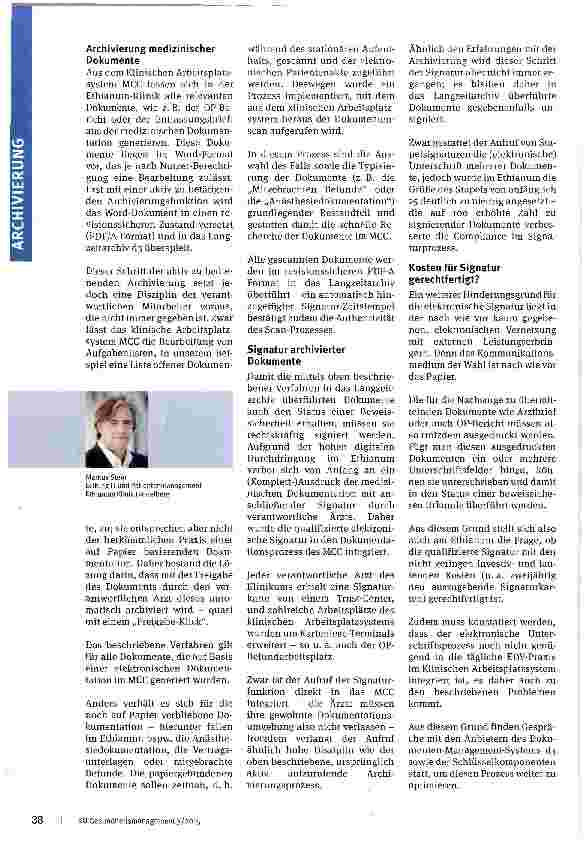 Vorschauseite 2: Archivierung und digitale Signatur im klinischen Alltag