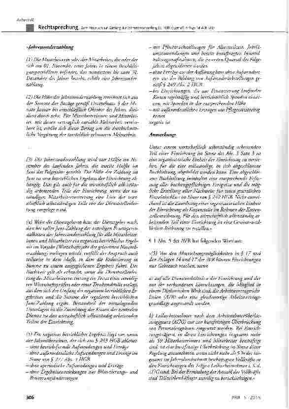 Vorschauseite 2: Zum Anspruch auf Zahlung der Jahressonderzahlung (2. Hälfte) gemäß Anlage 14 AVR-EKDBGB §§ 305 ff.; AVR-EKD § 1 Abs. 5; AVR-EKD Anlage 14