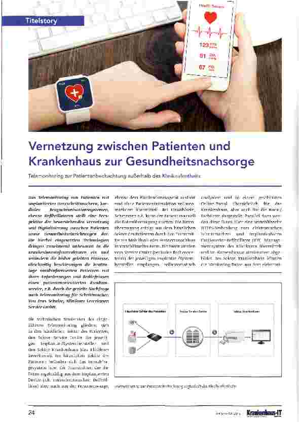 Vorschauseite 1: Vernetzung zwischen Patienten und Krankenhaus zur GesundheitsnachsorgeTelemonitoring zur Patientenbeobachtung außerhalb des Klinikaufenthalts