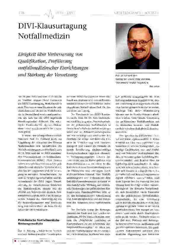 Vorschauseite 1: DIVI-Klausurtagung Notfallmedizin
