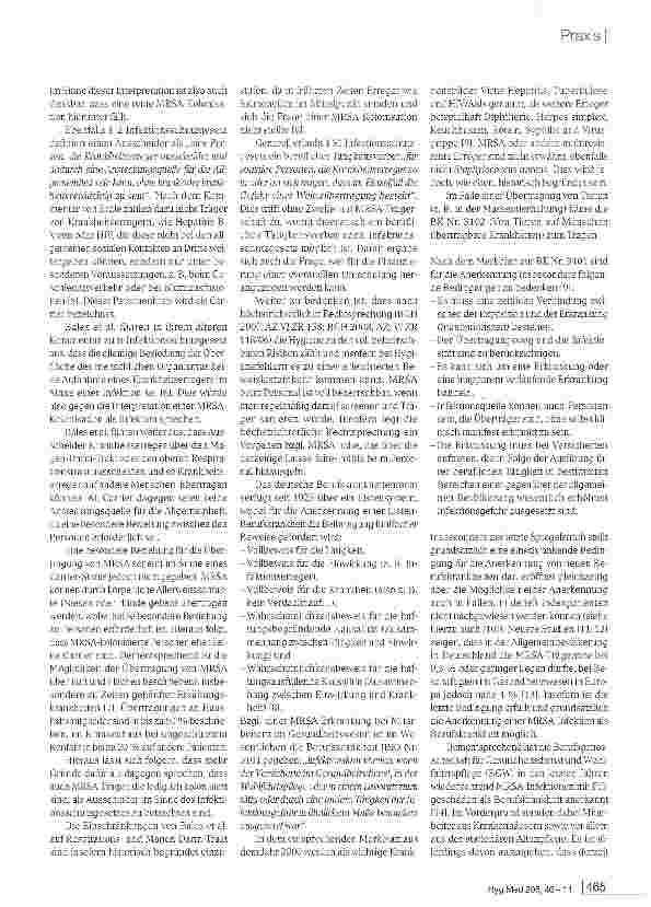 Vorschauseite 2: Berufskrankheit MRSA? Ein Beitrag zur Diskussion