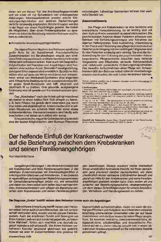 Vorschauseite 4: Die Betreuung krebskranker Menschen - eine Herausforderung für das Pflegepersonal