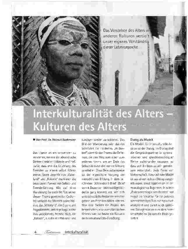 Vorschauseite 1: Interkulturalität des Alters- Kulturen des Alters