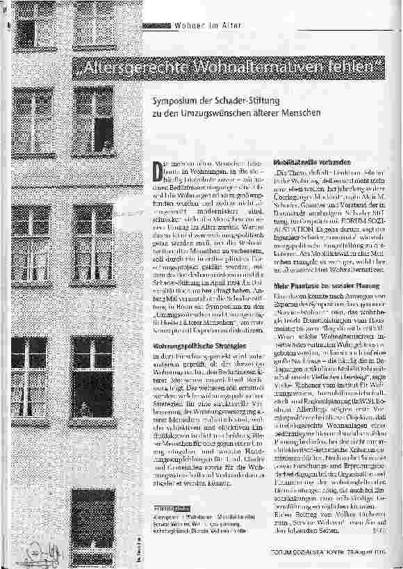 Vorschauseite 1: Altersgerechte Wohnalternativen fehlen