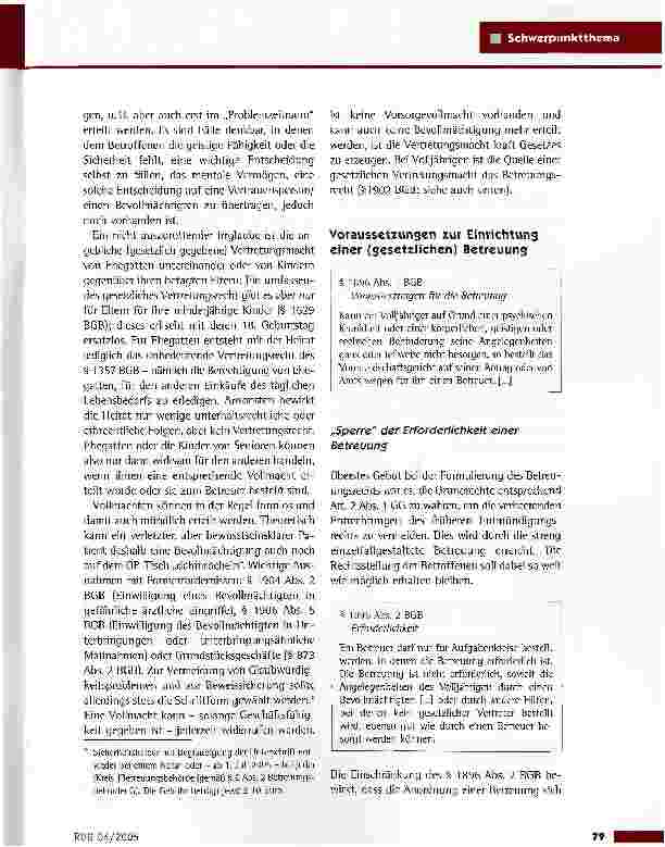 Vorschauseite 2: Betreuungsrecht: Fester Aberglaube statt sicheren WissensMit Erläuterungen zu Änderungen ab dem 1. Juli 2005