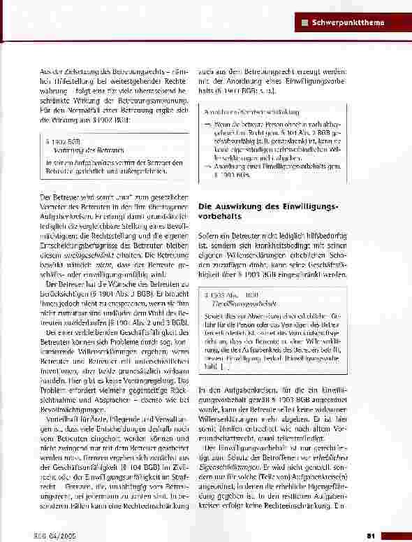 Vorschauseite 4: Betreuungsrecht: Fester Aberglaube statt sicheren WissensMit Erläuterungen zu Änderungen ab dem 1. Juli 2005