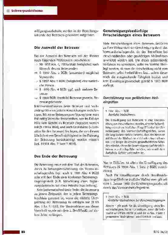 Vorschauseite 5: Betreuungsrecht: Fester Aberglaube statt sicheren WissensMit Erläuterungen zu Änderungen ab dem 1. Juli 2005