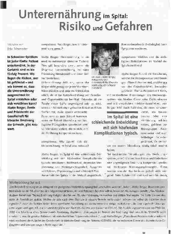 Vorschauseite 1: Unterernährung im Spitali: Risiko und Gefahren