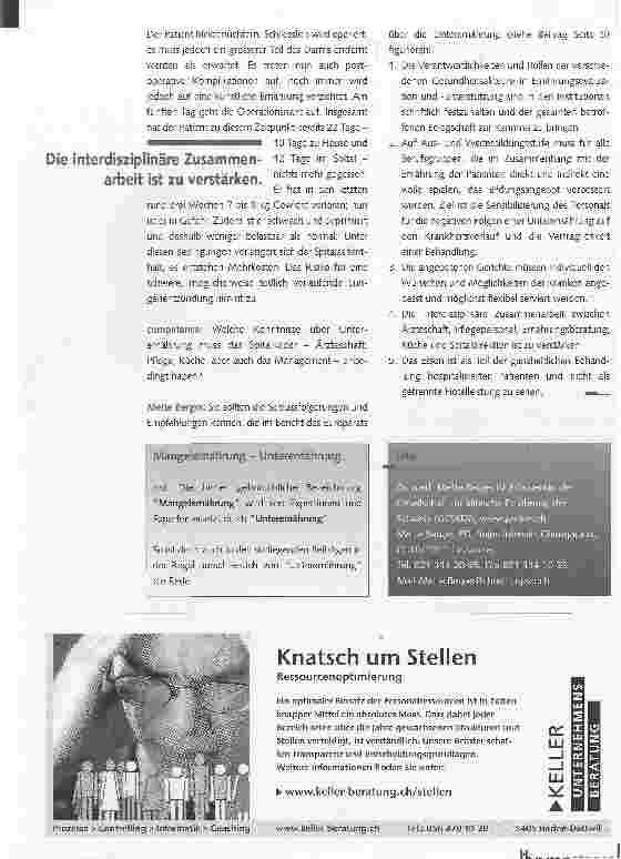 Vorschauseite 3: Unterernährung im Spitali: Risiko und Gefahren