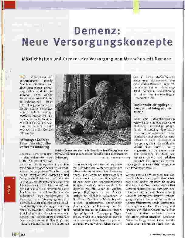 Vorschauseite 1: Demenz: Neue Versorgungskonzepte