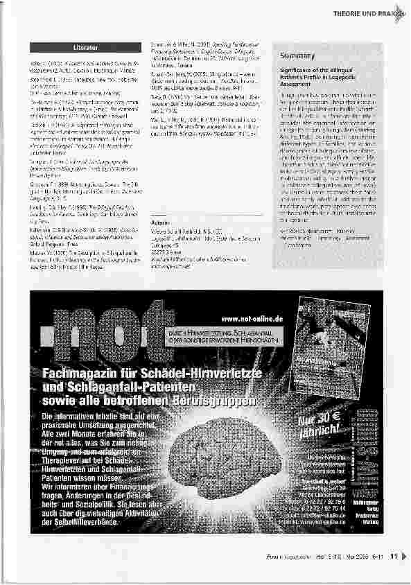 Vorschauseite 5: Das Bilinguale Patientenprofil als Basis einer logopädischen Intervention