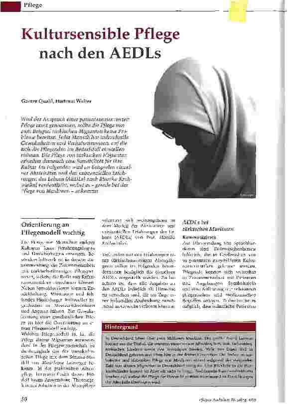 Vorschauseite 1: Kultursensible Pflege nach den AEDLs