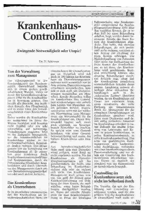 Vorschauseite 1: Krankenhauscontrolling Zwingende Notwendigkeit oder Utopie?