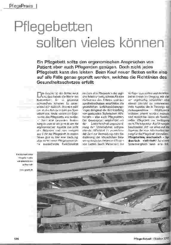 Vorschauseite 1: Pflegebetten sollten vieles können
