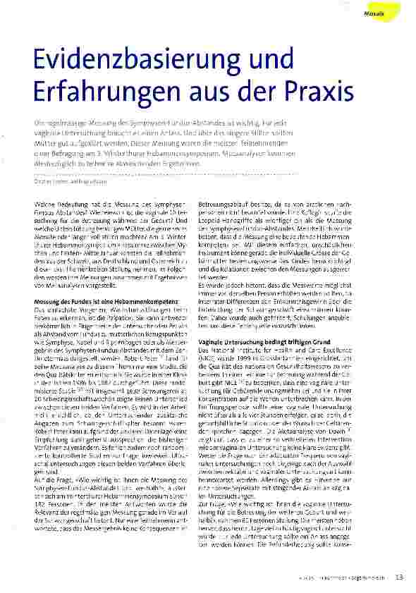 Vorschauseite 1: Evidenzbasierung und Erfahrungen aus der Praxis