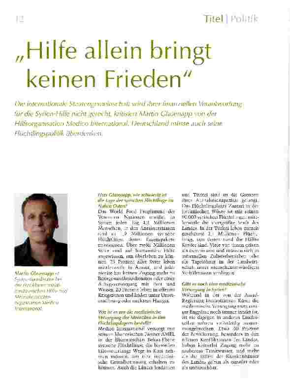 Vorschauseite 1: Hilfe allein bringt keinen Frieden