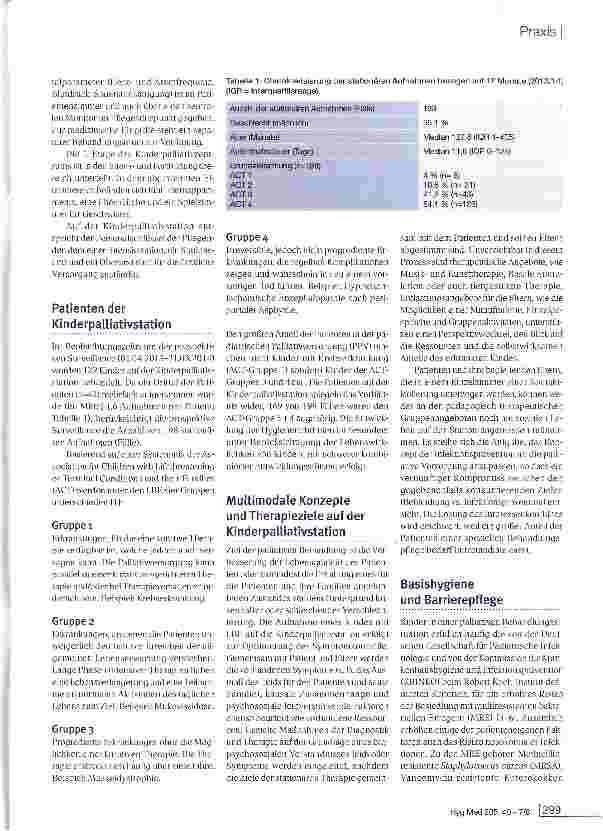 Vorschauseite 3: Hygienerichtlinien auf der Kinderpalliativstation der Vestischen Kinderund Jugendklinik Datteln