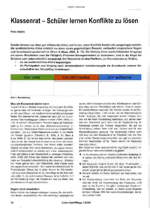 Vorschauseite 1: Klassenrat - Schüler lernen Konflikte zu lösen