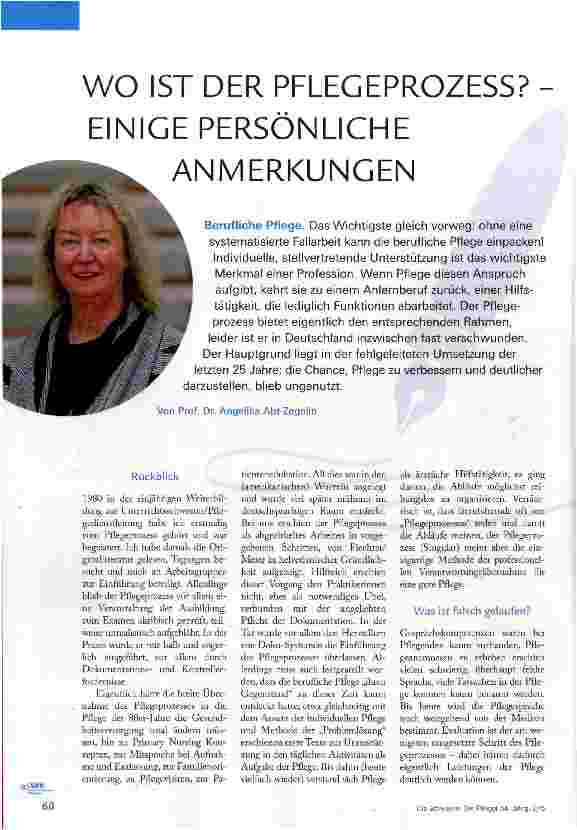 Vorschauseite 1: WO IST DER PFLEGEPROZESS? EINIGE PERSÖNLICHE ANMERKUNGEN