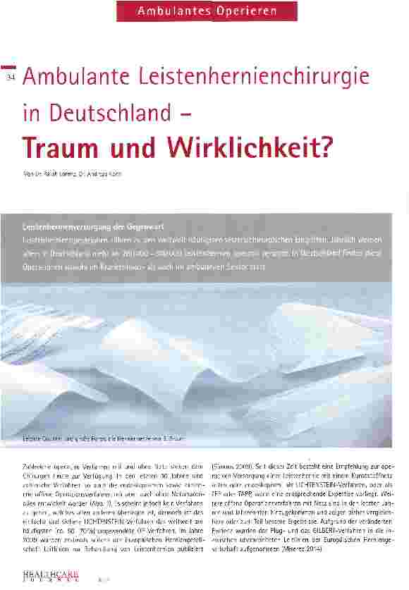 Vorschauseite 1: Ambulante Leistenhernienchirurgie in Deutschland - Traum und Wirklichkeit?