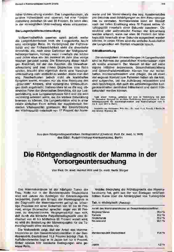 Vorschauseite 1: Die Röntgendiagnostik der Mamma in der Vorsorgeuntersuchung