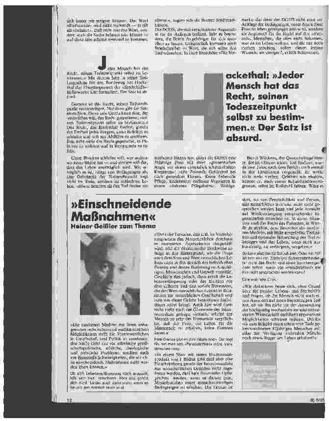 Vorschauseite 3: Früher Tod ist kostendämpfend Zur Debatte um die Sterbehilfe