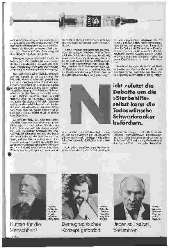 Vorschauseite 4: Früher Tod ist kostendämpfend Zur Debatte um die Sterbehilfe