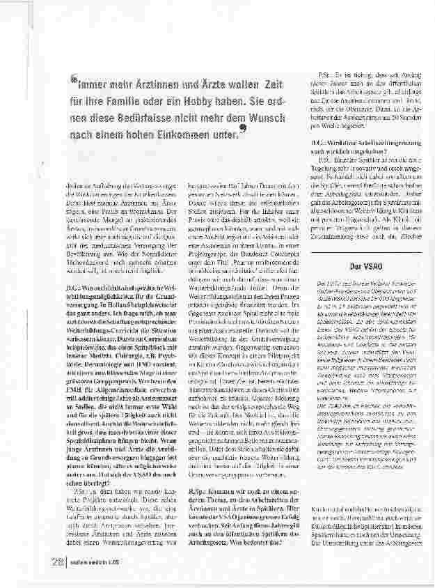 Vorschauseite 4: Arztlicher Beruf wohin? Gespräch mit Peter Studer, dem Präsidenten des Verbands Schweizerischer Assistenzund Oberärztinnen und -ärzte