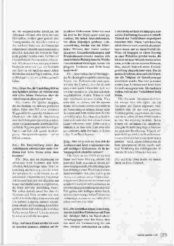Vorschauseite 5: Arztlicher Beruf wohin? Gespräch mit Peter Studer, dem Präsidenten des Verbands Schweizerischer Assistenzund Oberärztinnen und -ärzte