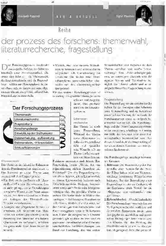 Vorschauseite 1: der prozess des forschens: themenwahl, literaturrecherche, frasestellung
